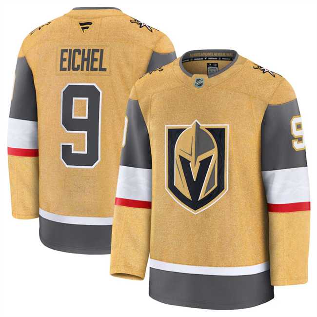 Men%27s Vegas Golden Knights #9 Jack Eichel Gold 2024-25 Home Stitched Hockey Jersey Dzhi